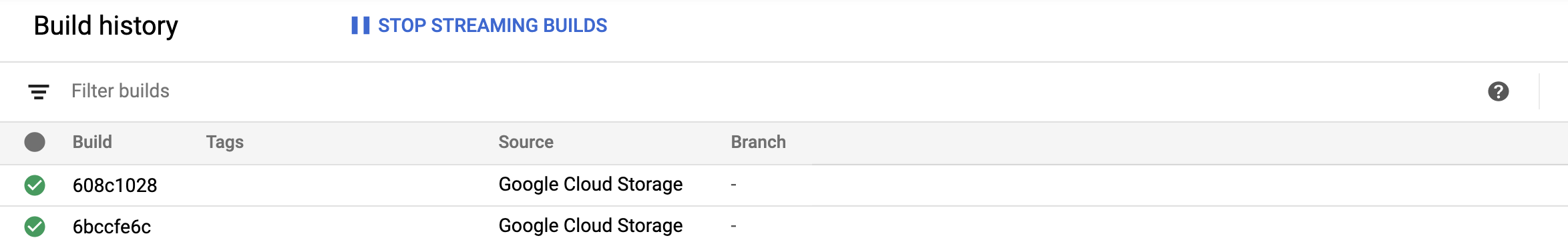 建構歷史記錄頁面的螢幕截圖
