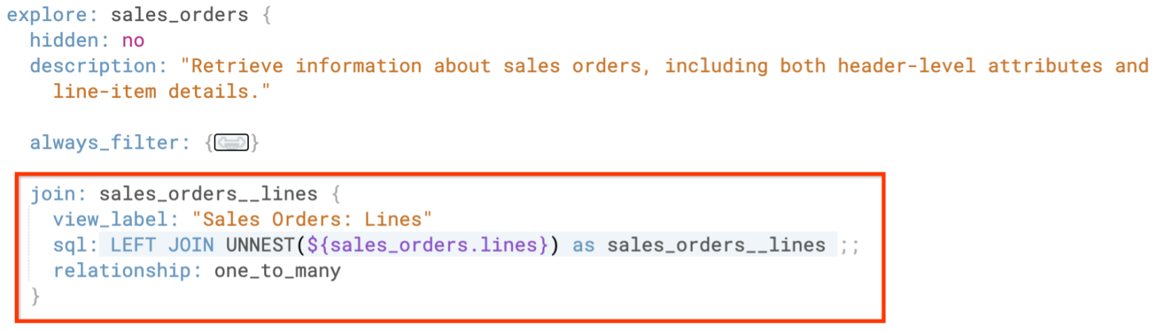 Example UNNEST command UNNEST command