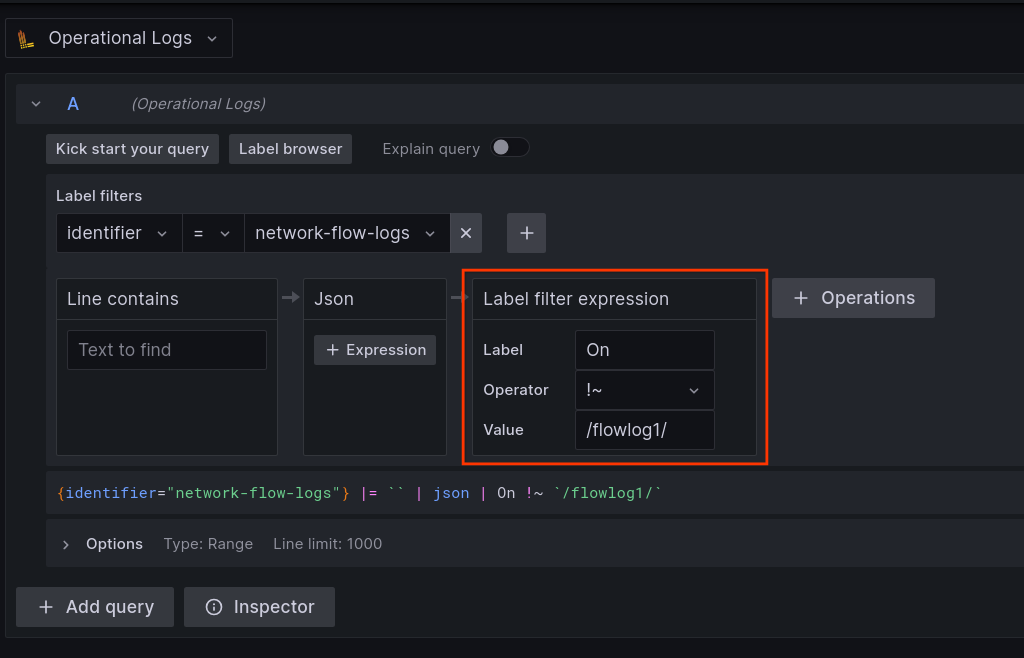 Label filter by flow name