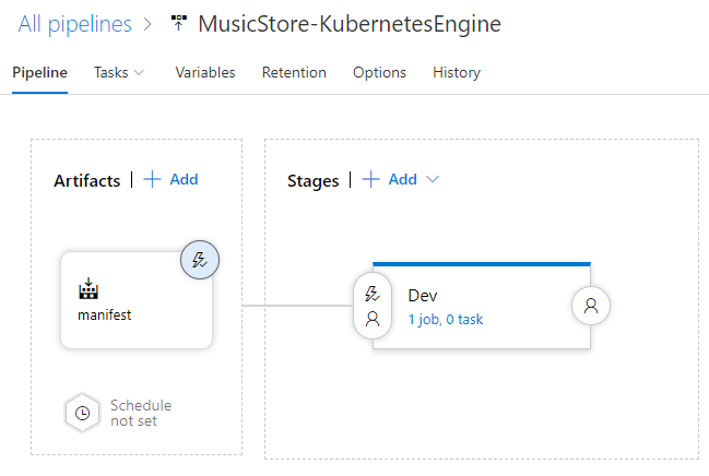 Azure Pipelines 中更新管道的螢幕擷取畫面