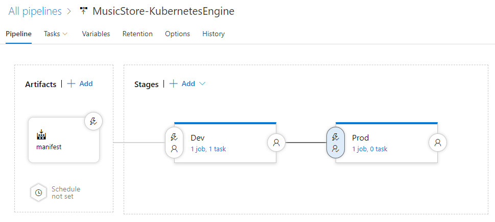 Azure Pipelines 中更新管道的螢幕擷取畫面