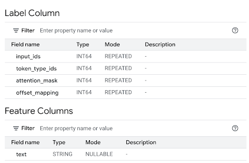 The **Details** pane for the `tokenizer` model