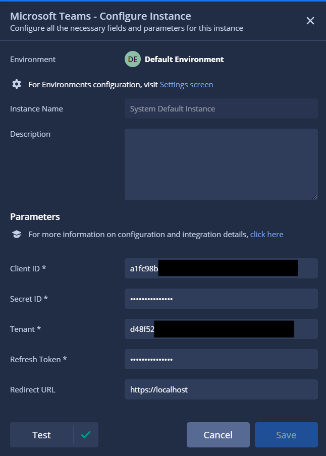 已完成 Microsoft Teams 集成配置