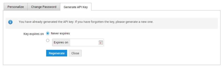 在 ServiceDesk Plus V3 控制台中重新生成 API 密钥