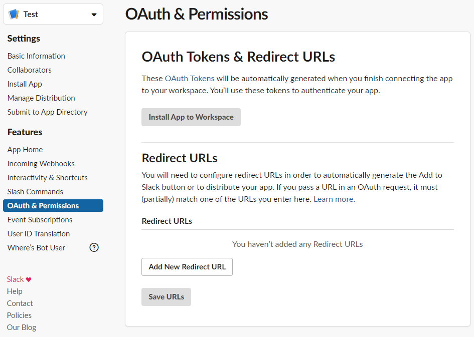 「OAuth 和權限」分頁