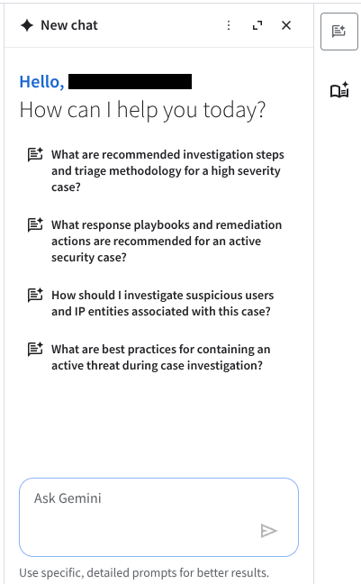 SecOps Chat interface