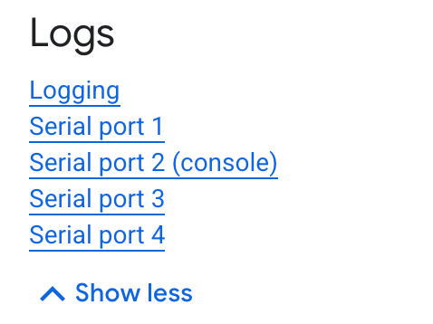 Click Cloud Logging to view Cloud Logging
logs.