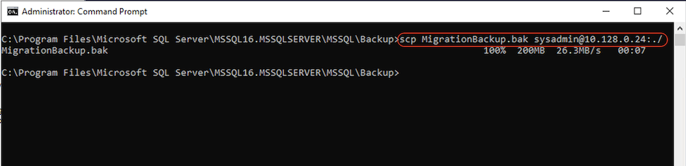 Copy backup file to target machine.