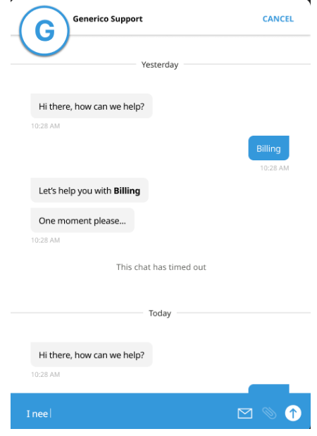 Web SDK 中的對話記錄。