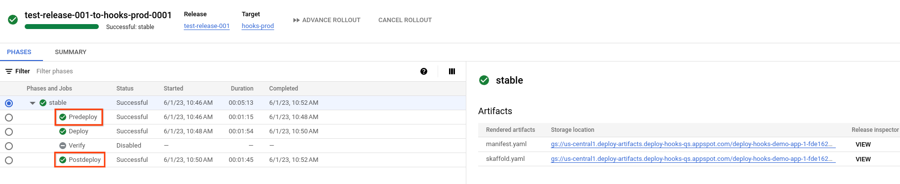  Google Cloud 控制台中的发布