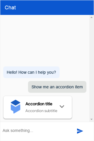 Dialogflow CX Messenger accordion type screenshot