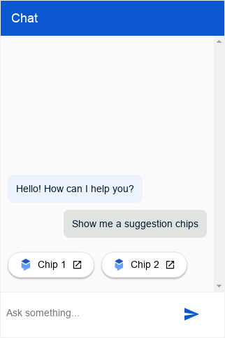 Dialogflow CX Messenger chips type screenshot