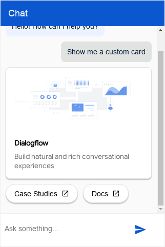 Dialogflow CX Messenger 自定义卡片屏幕截图
