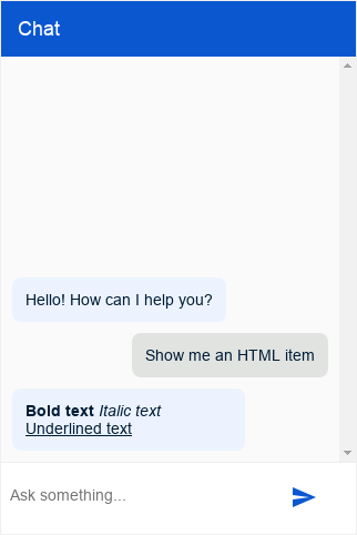 Dialogflow CX Messenger HTML 類型螢幕截圖