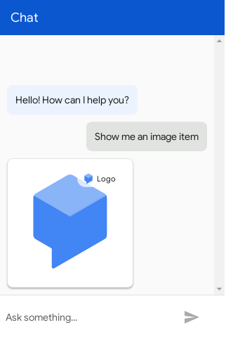 Dialogflow CX Messenger 圖片類型螢幕截圖