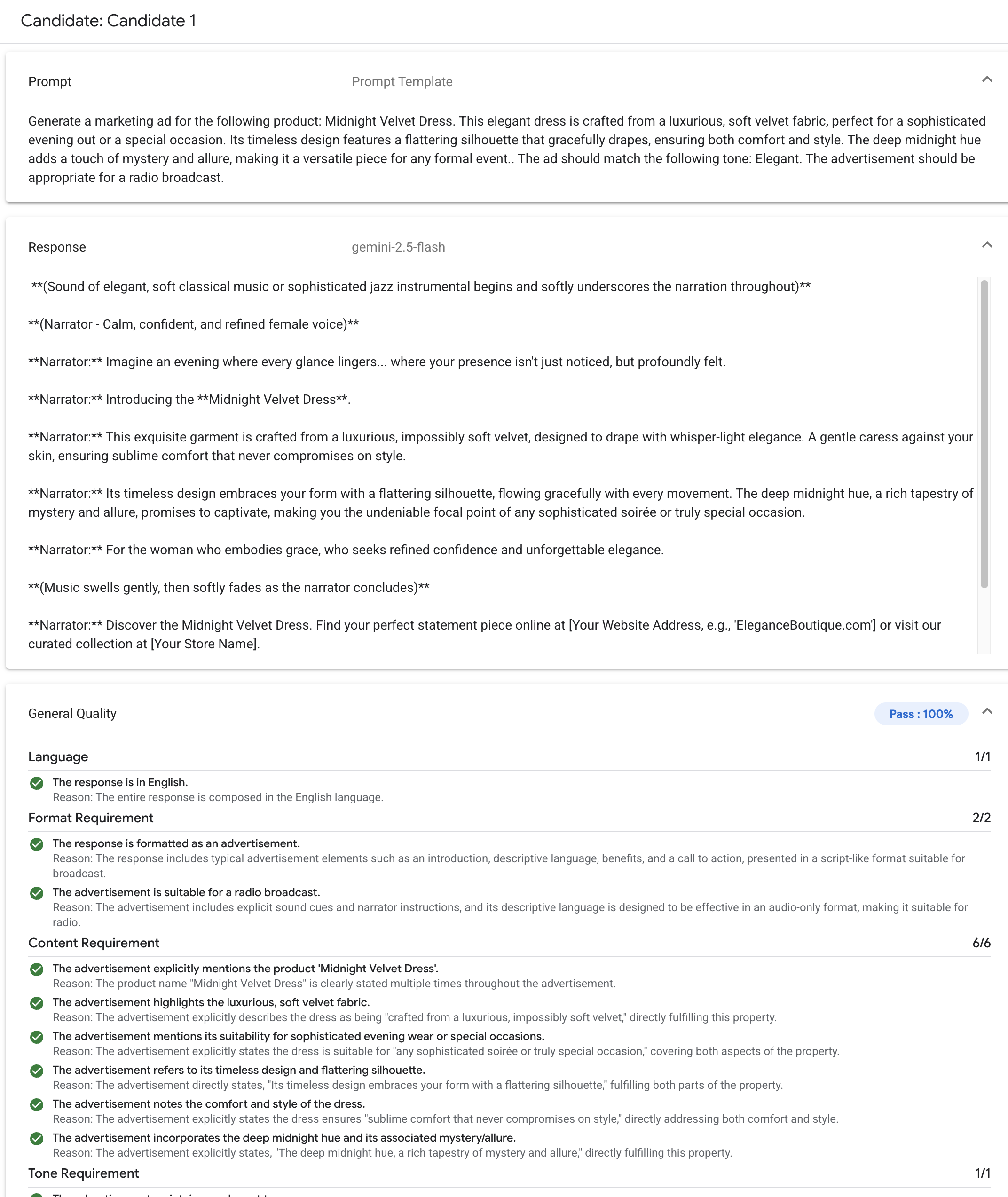 Gen AI Evaluation Service 功能