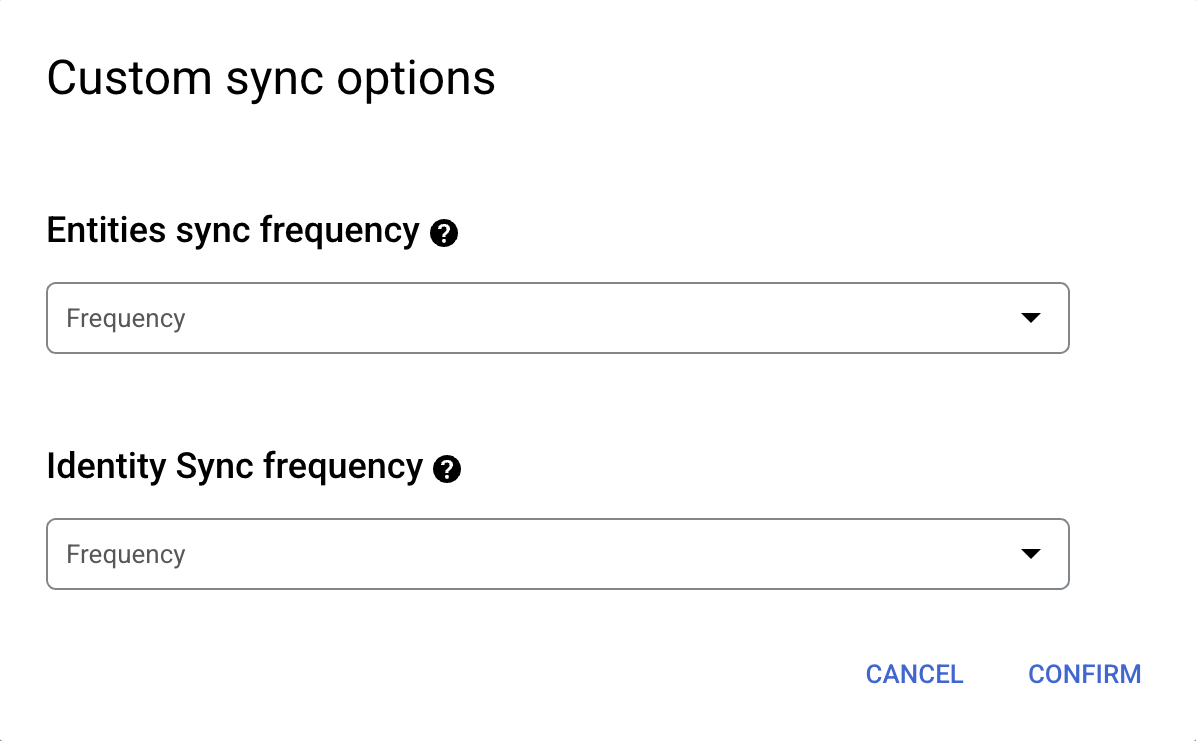 Custom options for full data sync.
