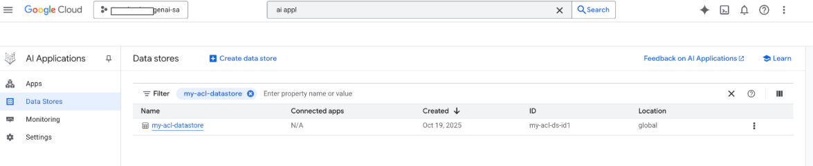 Custom connector data store