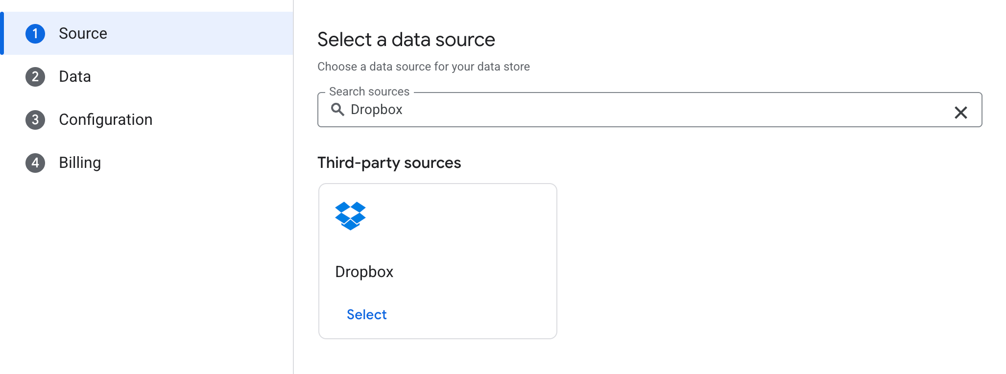 選取 Dropbox 資料來源