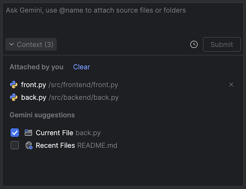 IntelliJ 版 Gemini Code Assist 的內容匣