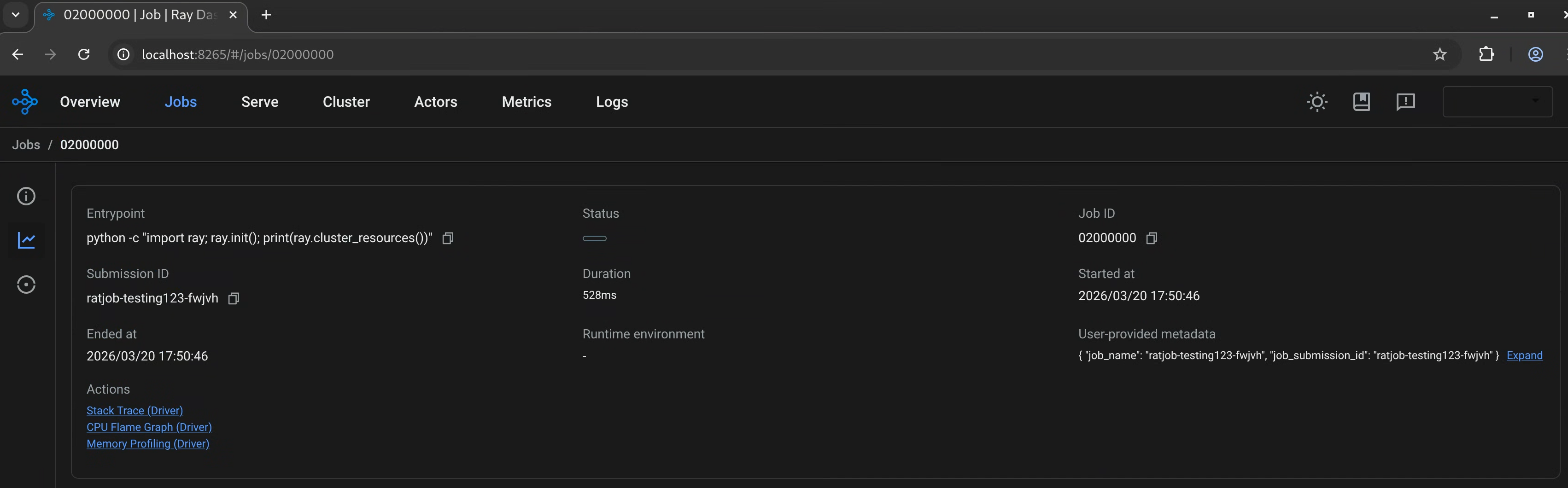 History server serving terminated RayJob status