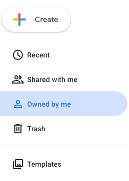 Looker Studio left navigation with the Owned by me location highlighted.