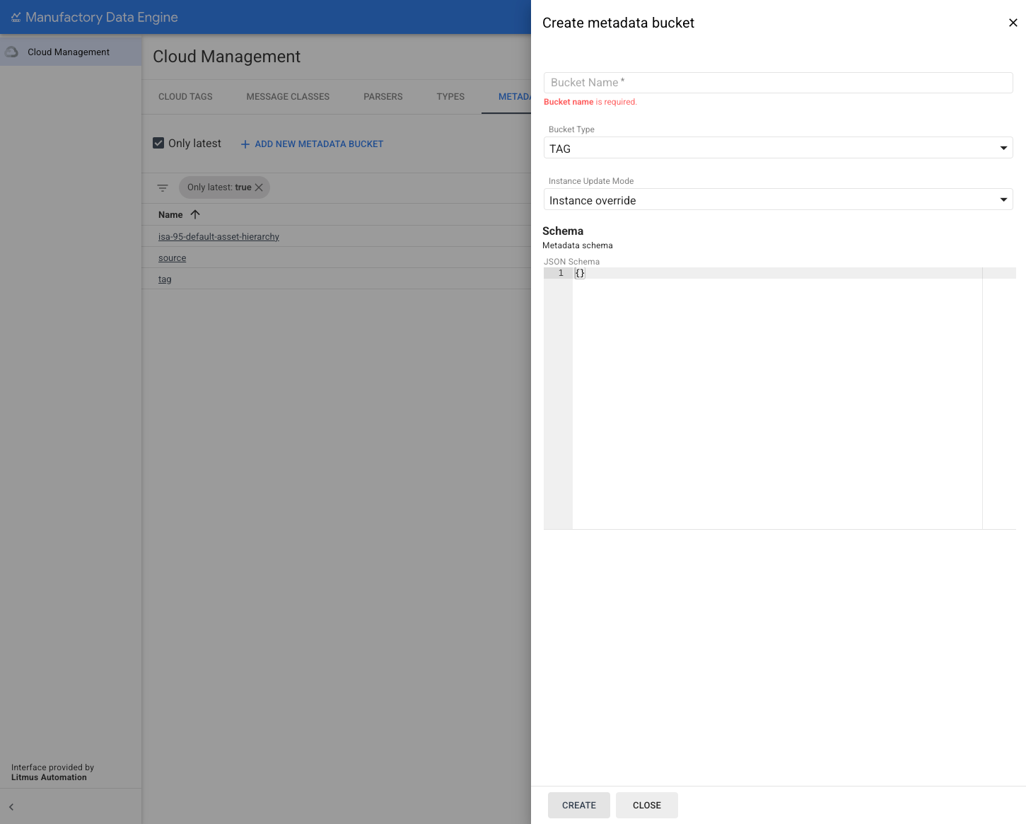 Types section - list of types