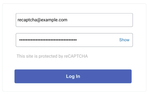 An example of the 'protected by reCAPTCHA' message