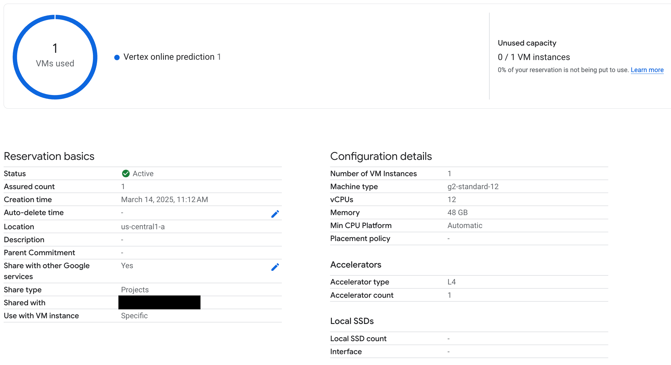 Check reservation is used by Vertex online prediction