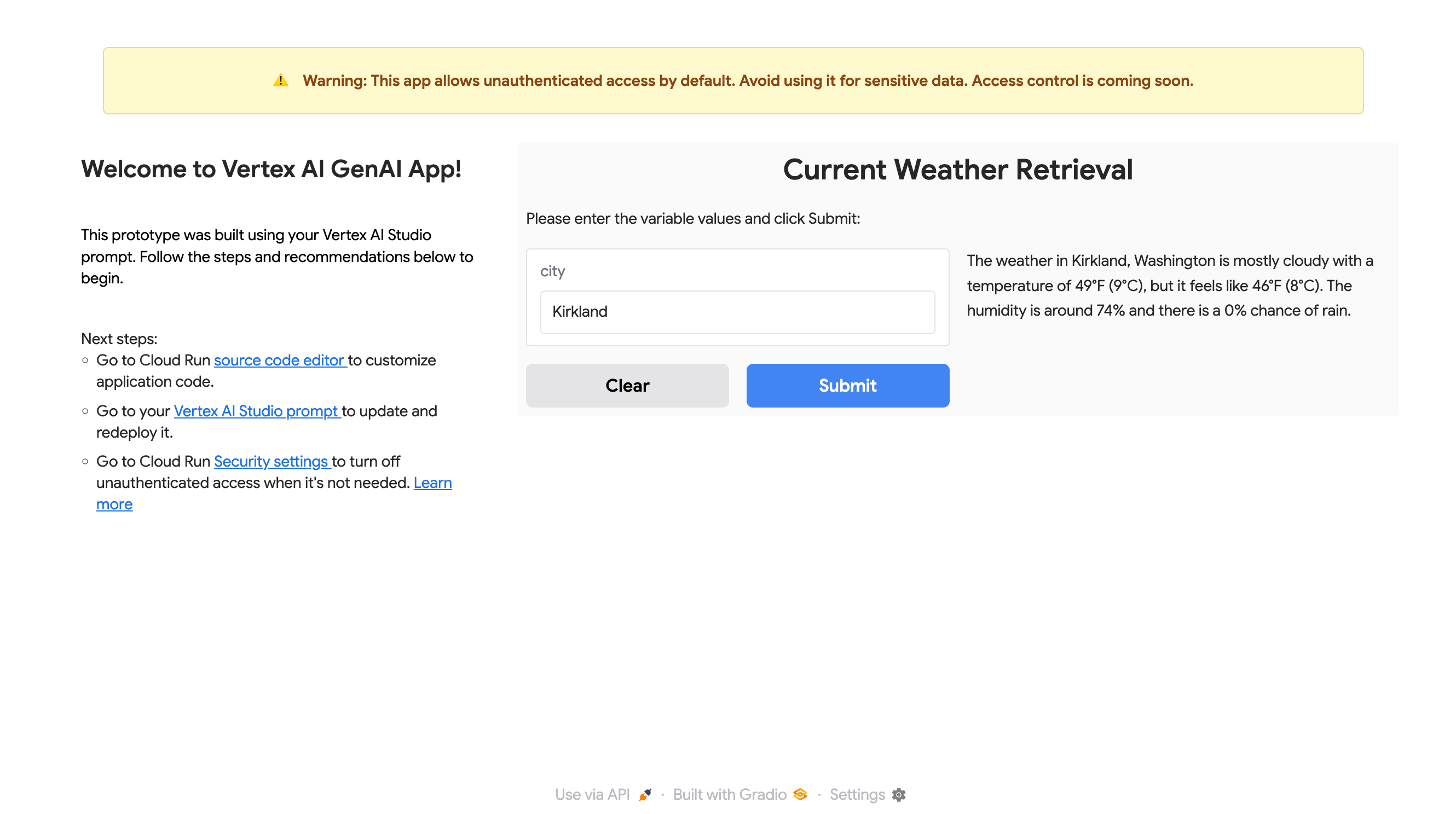Submit the prompt from the web
app